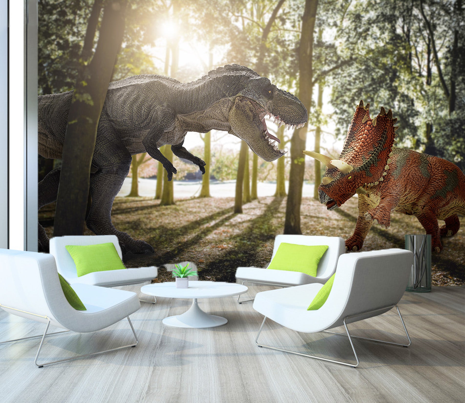 3D Dinosaur Fight 1568 Wall Murals