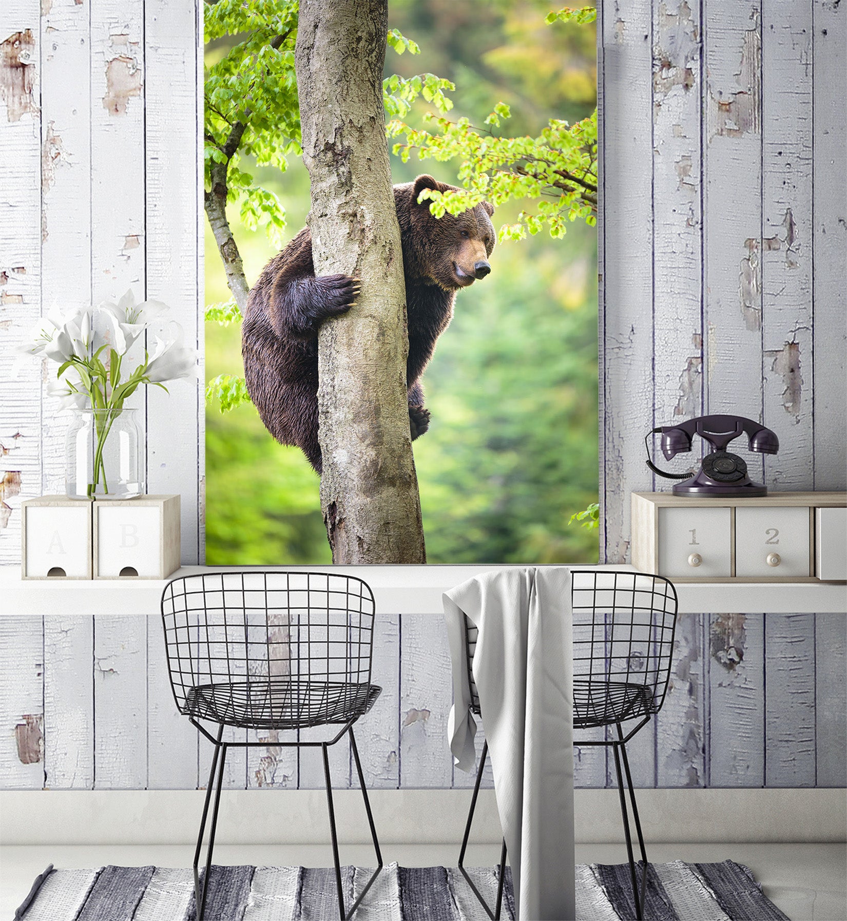 3D Forest Bear 133 Wall Murals