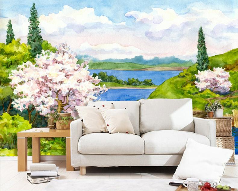 Peach Tree River Flowing 728 Wallpaper AJ Wallpaper