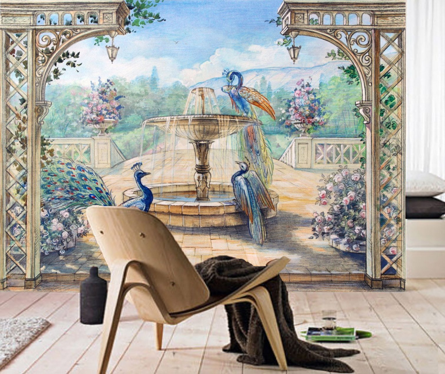 3D Elegant Peacock Flower 77 Wallpaper AJ Wallpaper