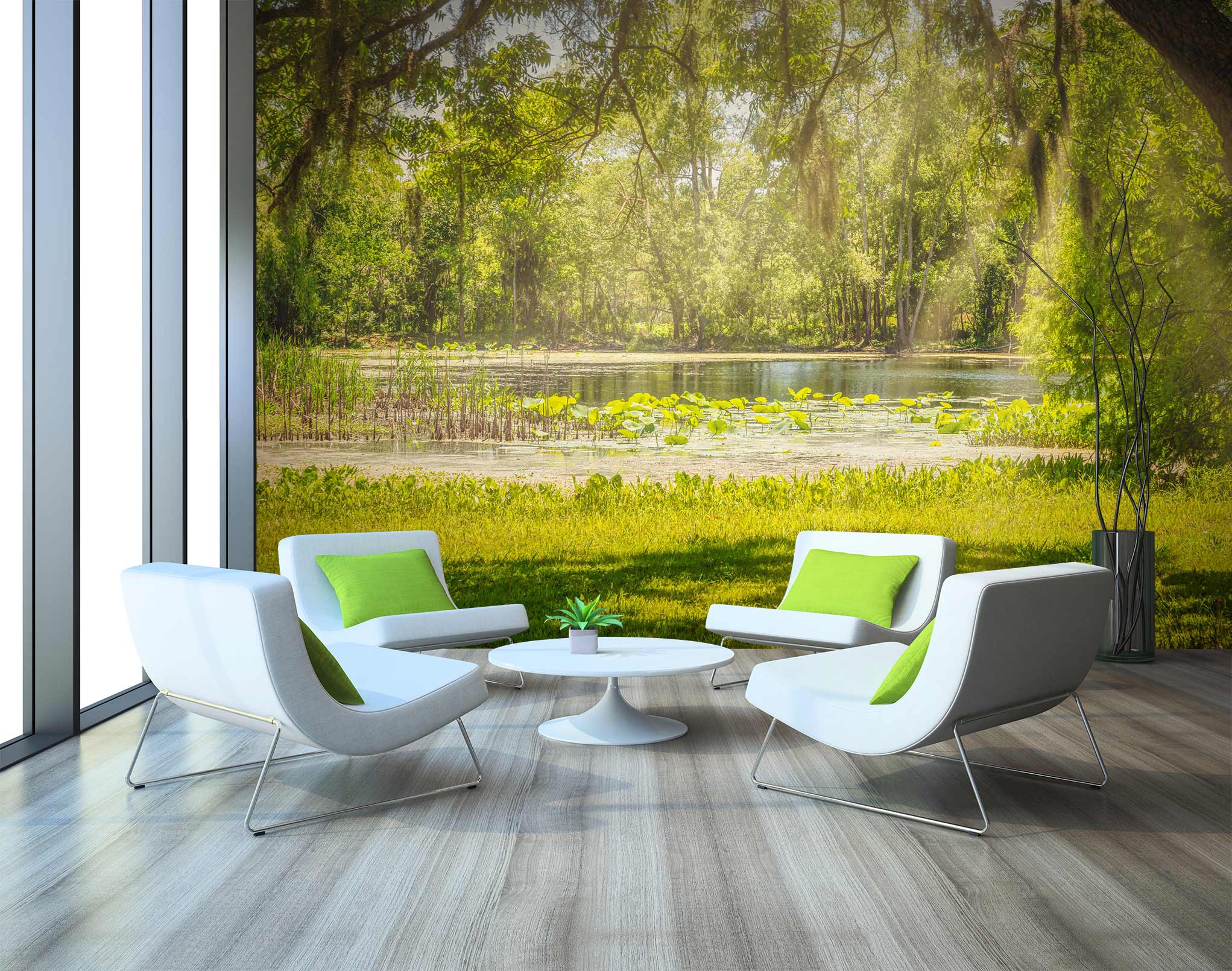 3D Green Lawn Lake 5251 Beth Sheridan Wall Mural Wall Murals