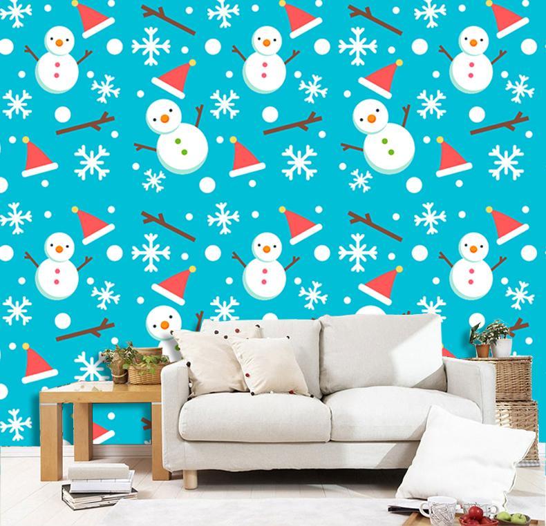 3D Christmas Hat Snowman 089 Wallpaper AJ Wallpaper