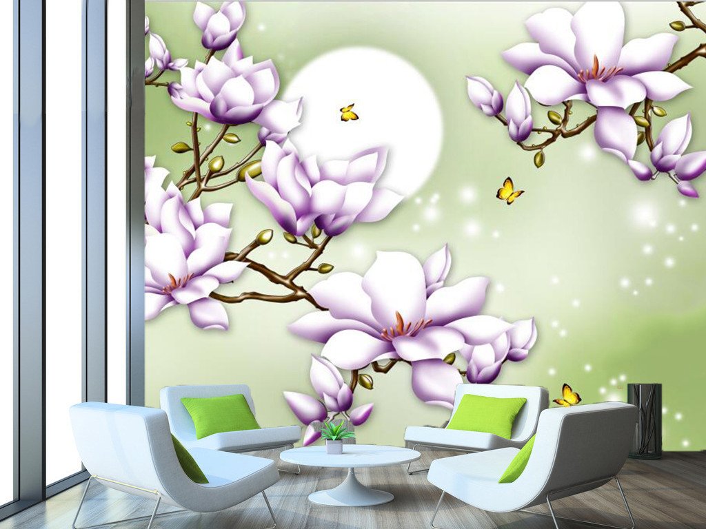 Bright Moon And Purple Flower 66 Wallpaper AJ Wallpaper 1