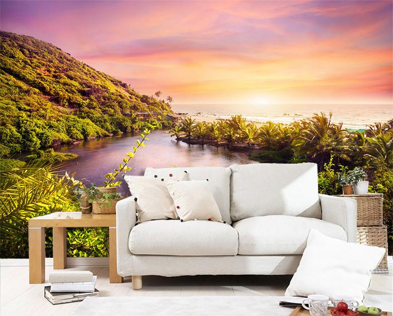 3D Sunset Glow Tropical Lake 55 Wallpaper AJ Wallpaper