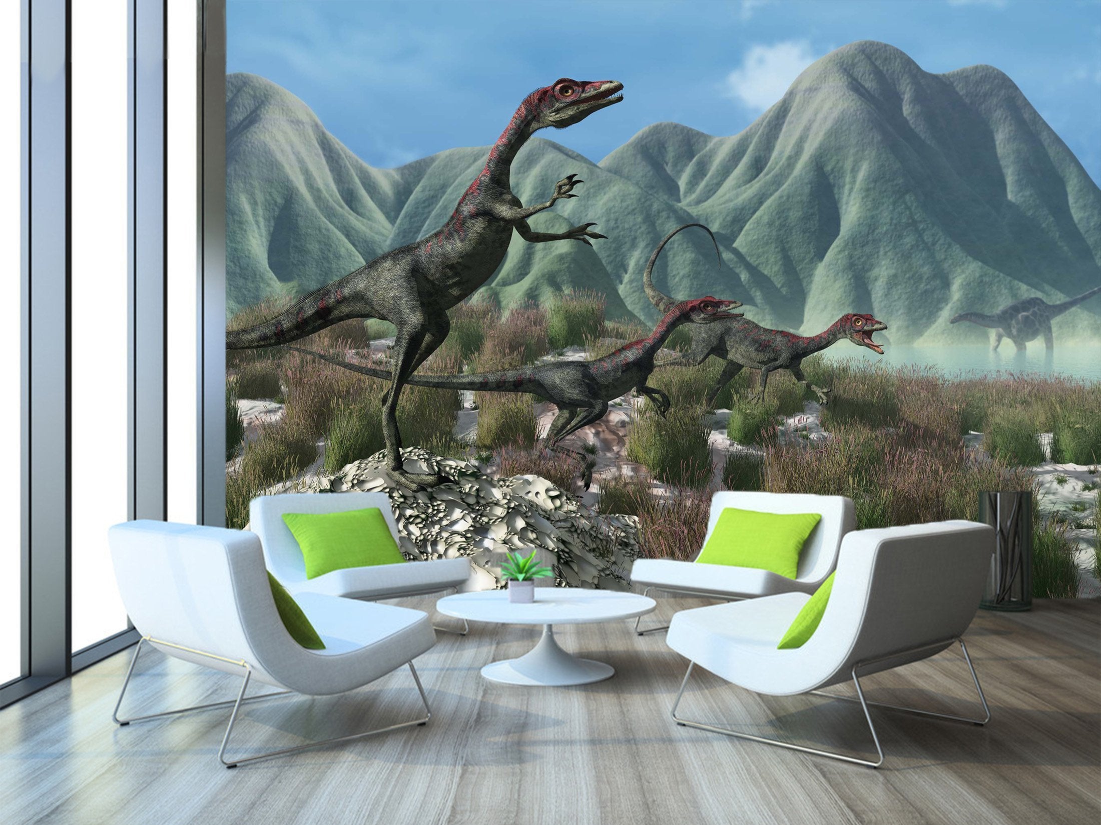 3D Mountain Grass Dinosaur 268 Wallpaper AJ Wallpaper