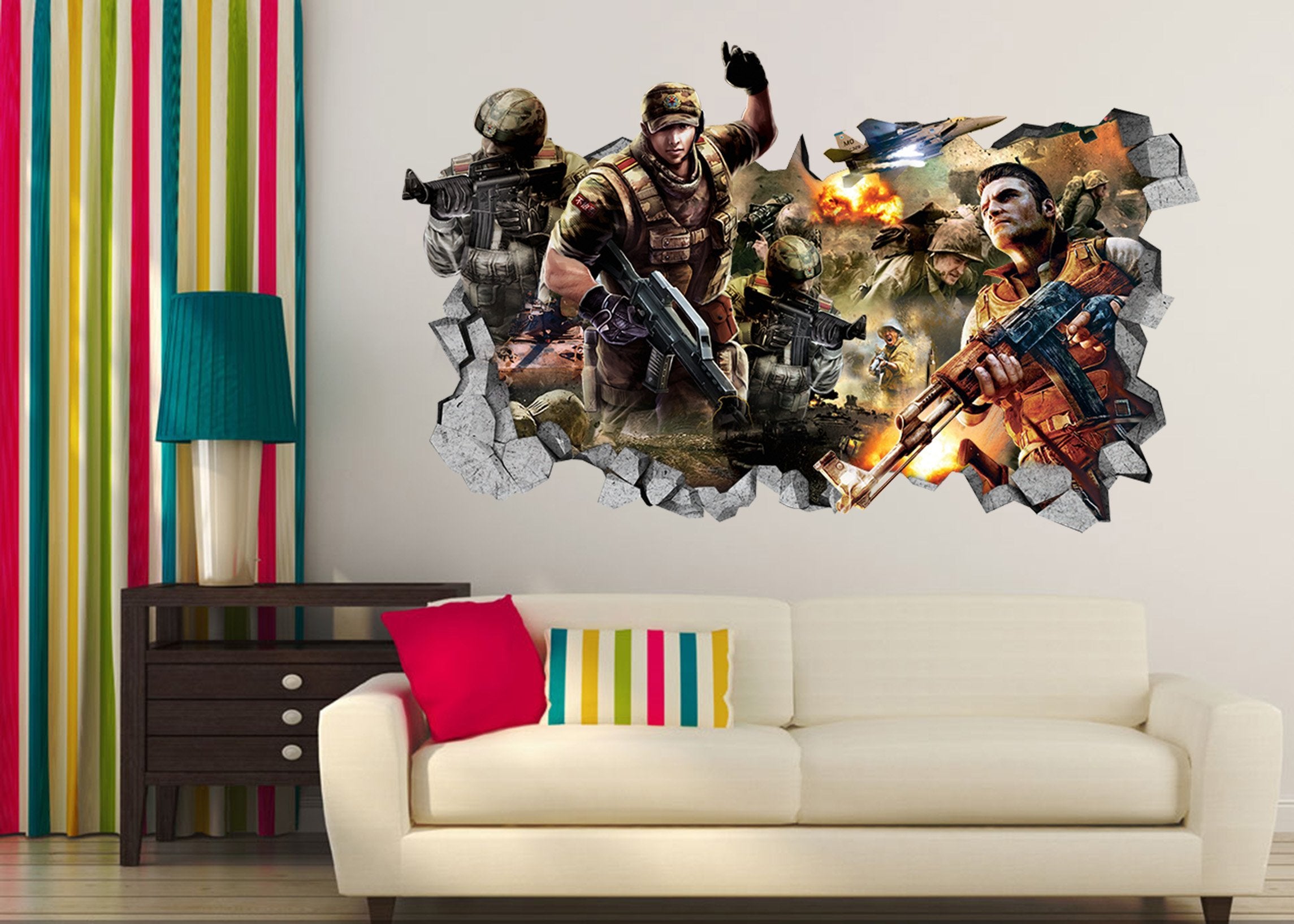 3D Battlefield Warriors 5 Broken Wall Murals Wallpaper AJ Wallpaper