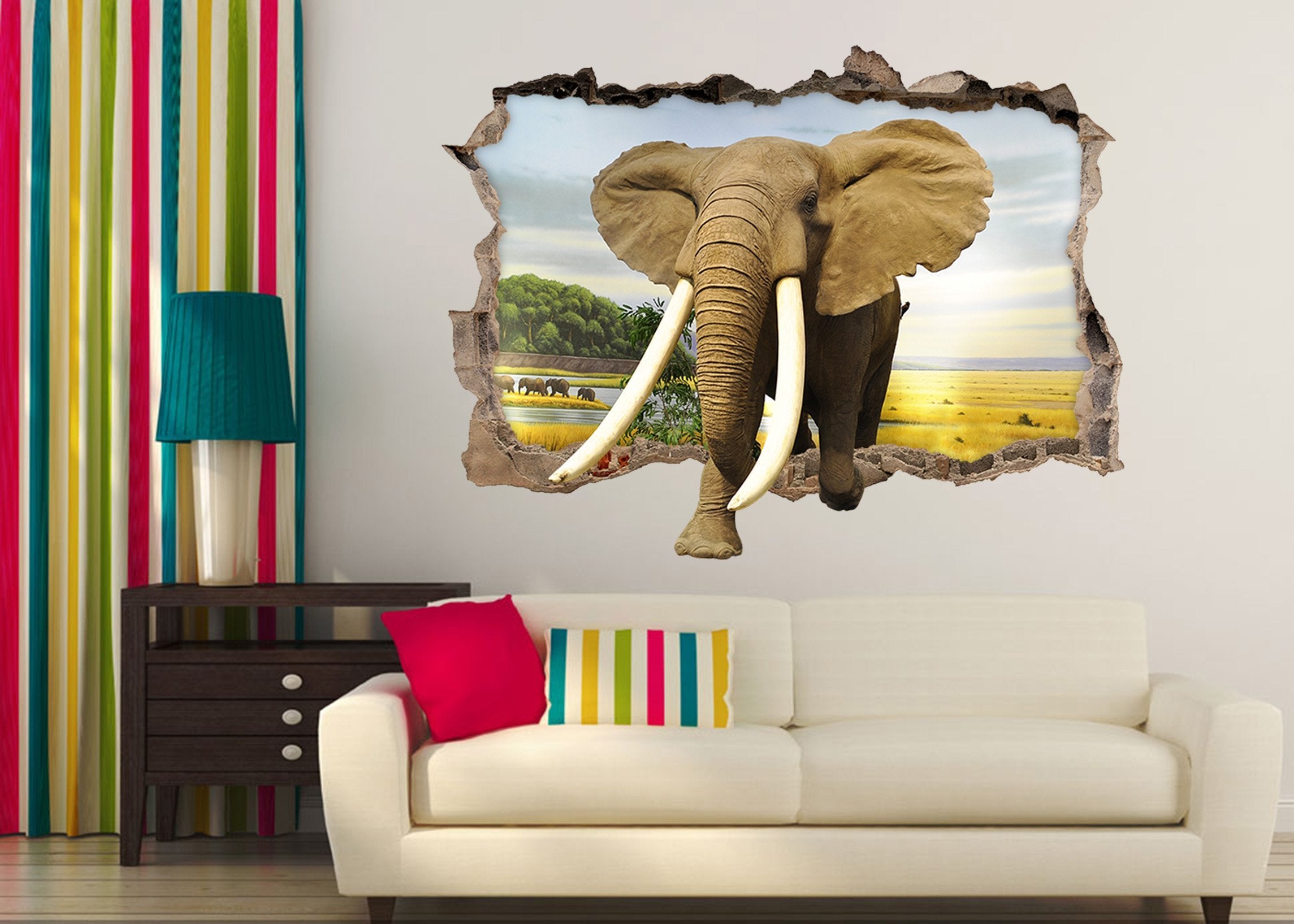 3D Big Elephant 155 Broken Wall Murals Wallpaper AJ Wallpaper