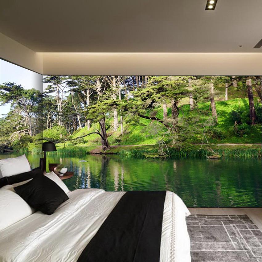 3D Forest Green Tree River 35 Wallpaper AJ Wallpaper