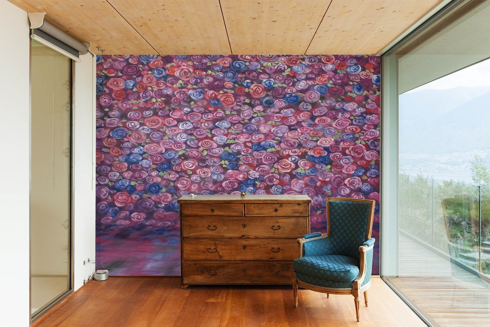 Romantic Flowers Wall Wallpaper AJ Wallpaper