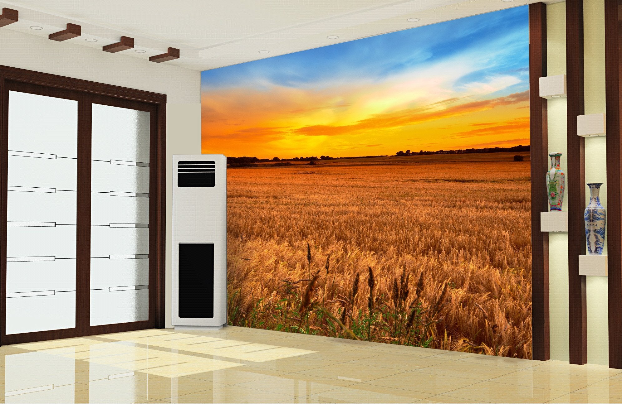 Farmland Sunset Wallpaper AJ Wallpaper