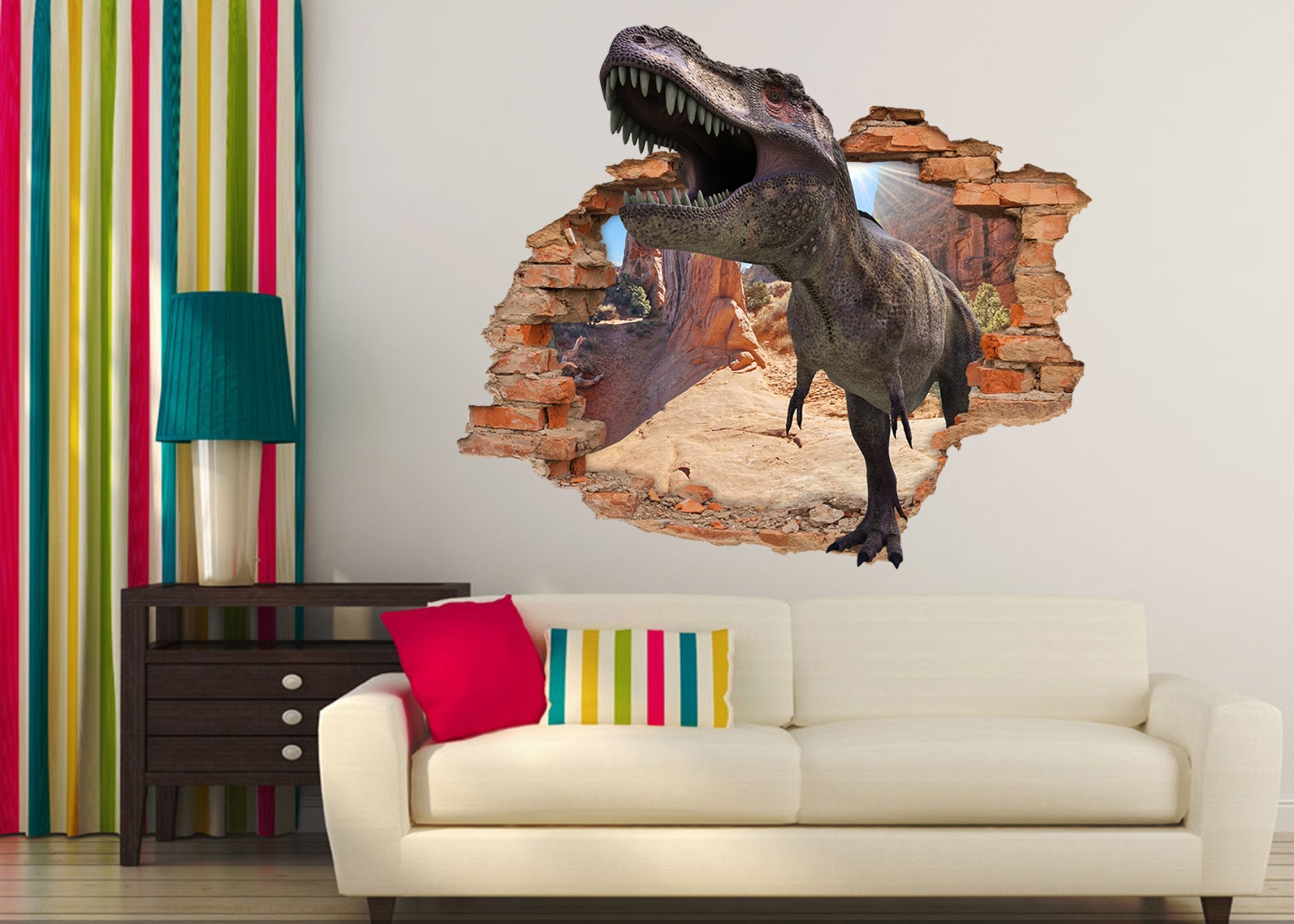 3D Big Dinosaur 182 Broken Wall Murals Wallpaper AJ Wallpaper