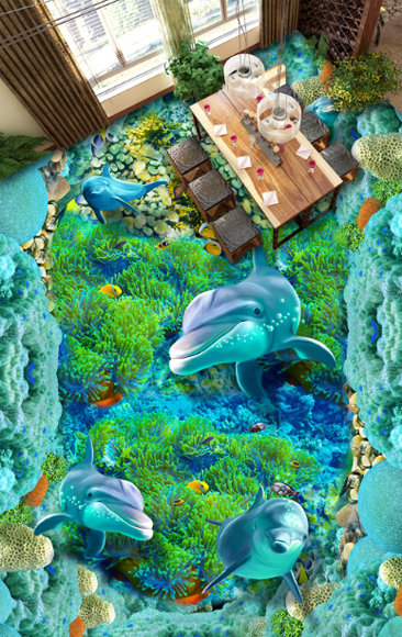 3D Bright Ocean Floor Mural Wallpaper AJ Wallpaper 2