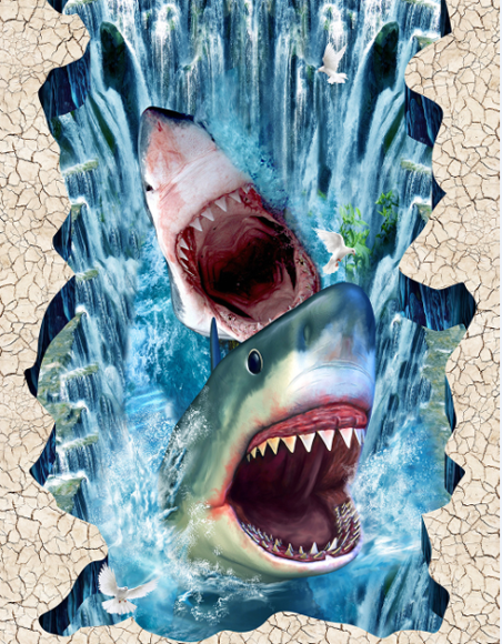 3D Sharks Floor Mural Wallpaper AJ Wallpaper 2