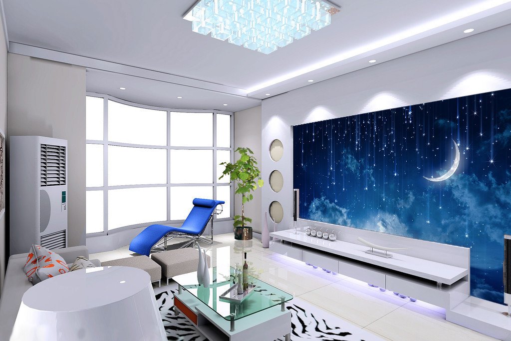 3D Shinning Star Moon 982 Wallpaper AJ Wallpaper