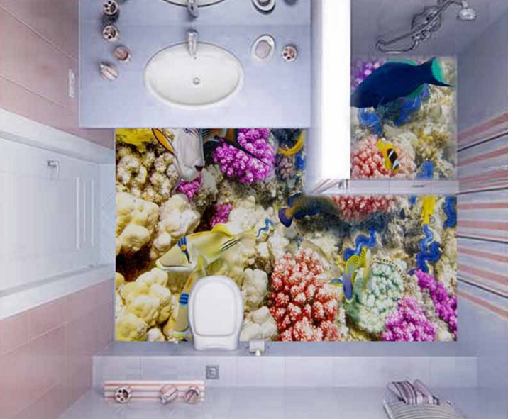 3D Marine Fish 316 Floor Mural Wallpaper Murals Rug & Mat Print Epoxy waterproof bath floor