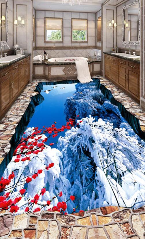 3D Winter Scenery Floor Mural Wallpaper AJ Wallpaper 2