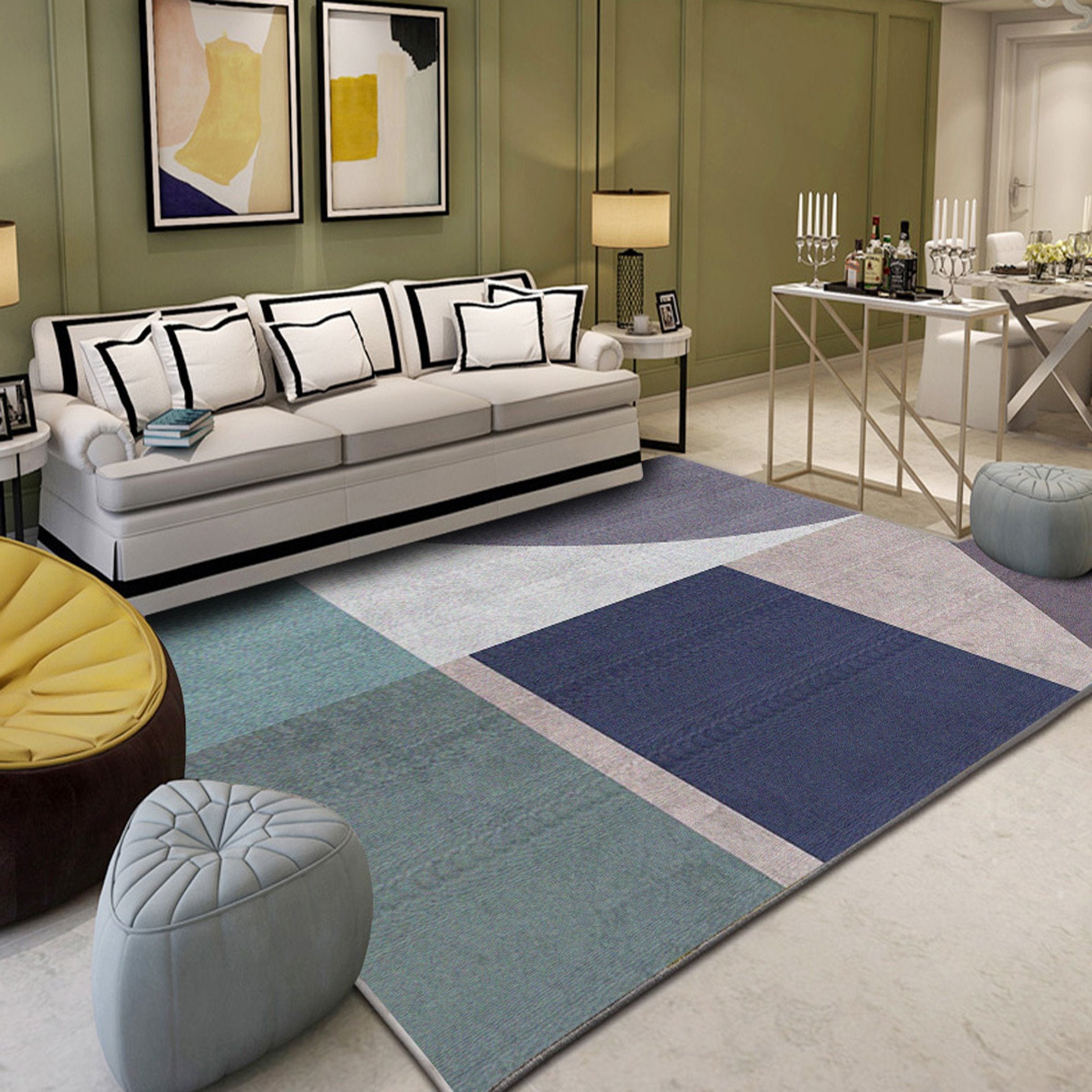 3D Dark Blue Geometry WG060 Non Slip Rug Mat Mat AJ Creativity Home