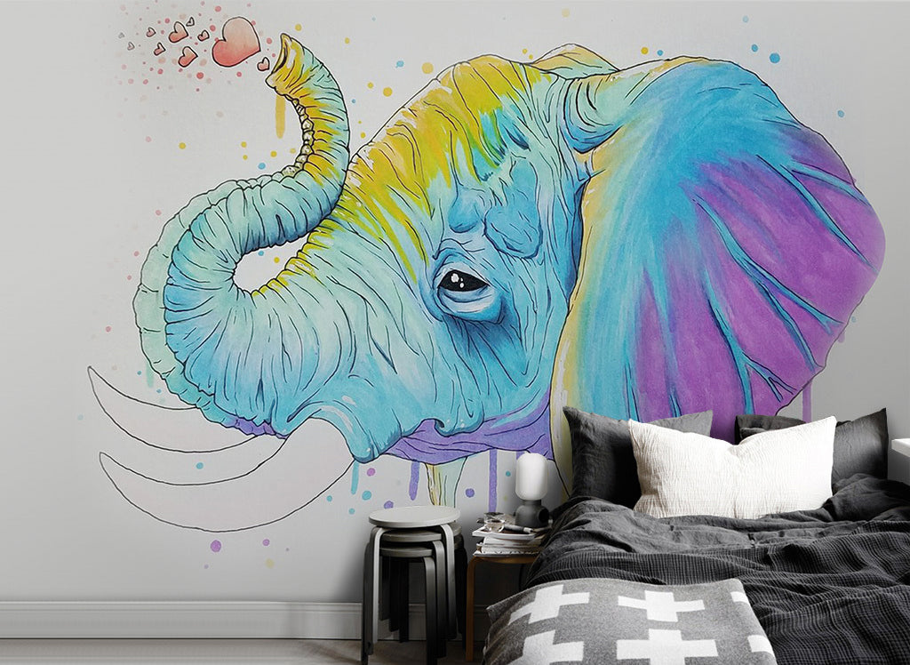 3D Blue Elephant WG236 Wall Murals