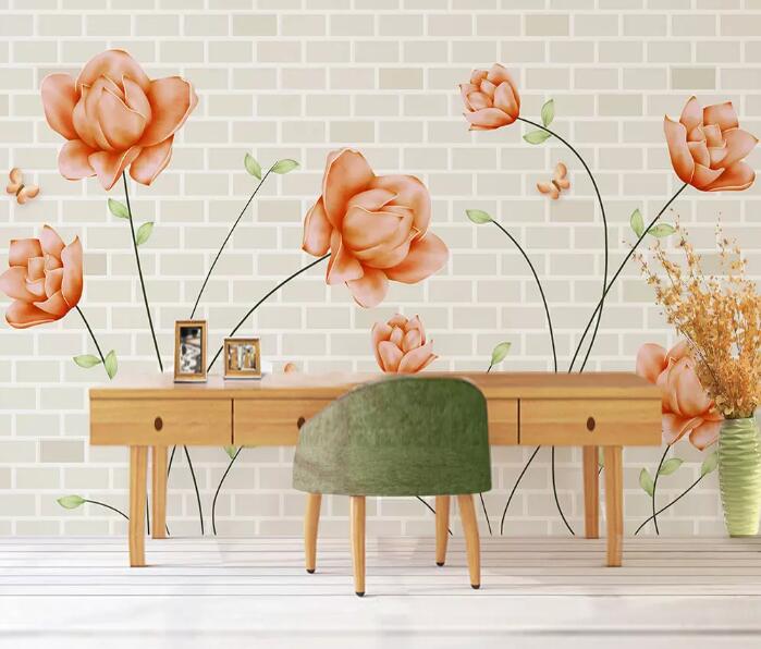 3D Pink Flowers WG43 Wall Murals Wallpaper AJ Wallpaper 2