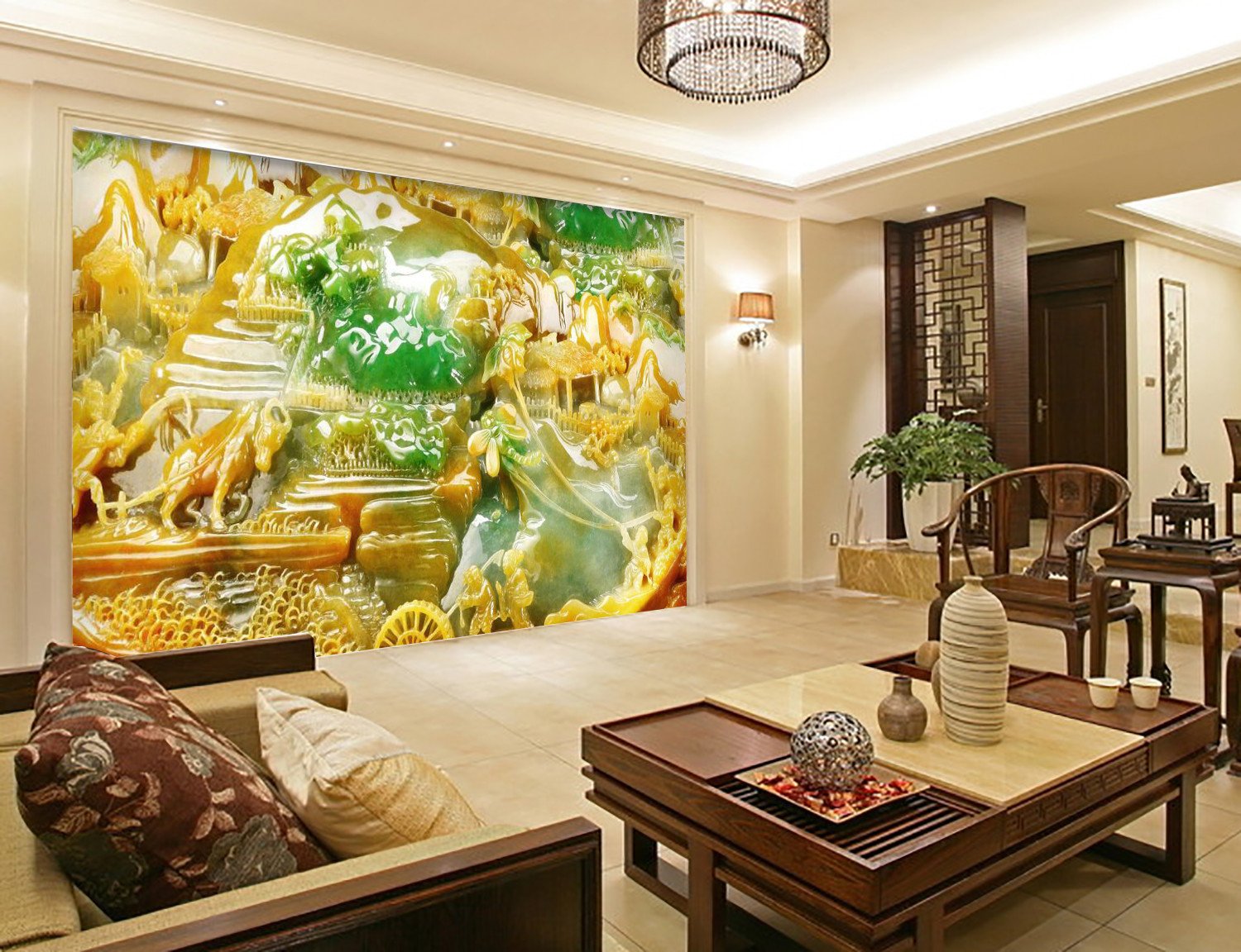 3D Bouquet jade carving Wallpaper AJ Wallpaper 1