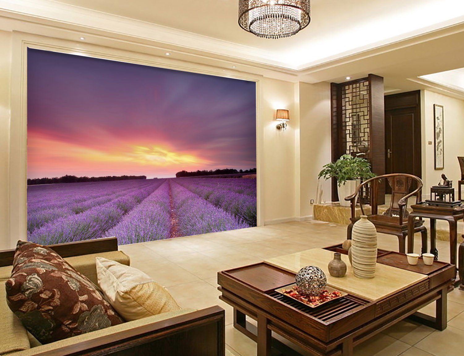 Lavender Fields Sunset Wallpaper AJ Wallpaper 2