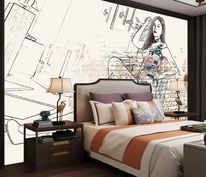 3D Graffiti Woman WG1111 Wall Murals