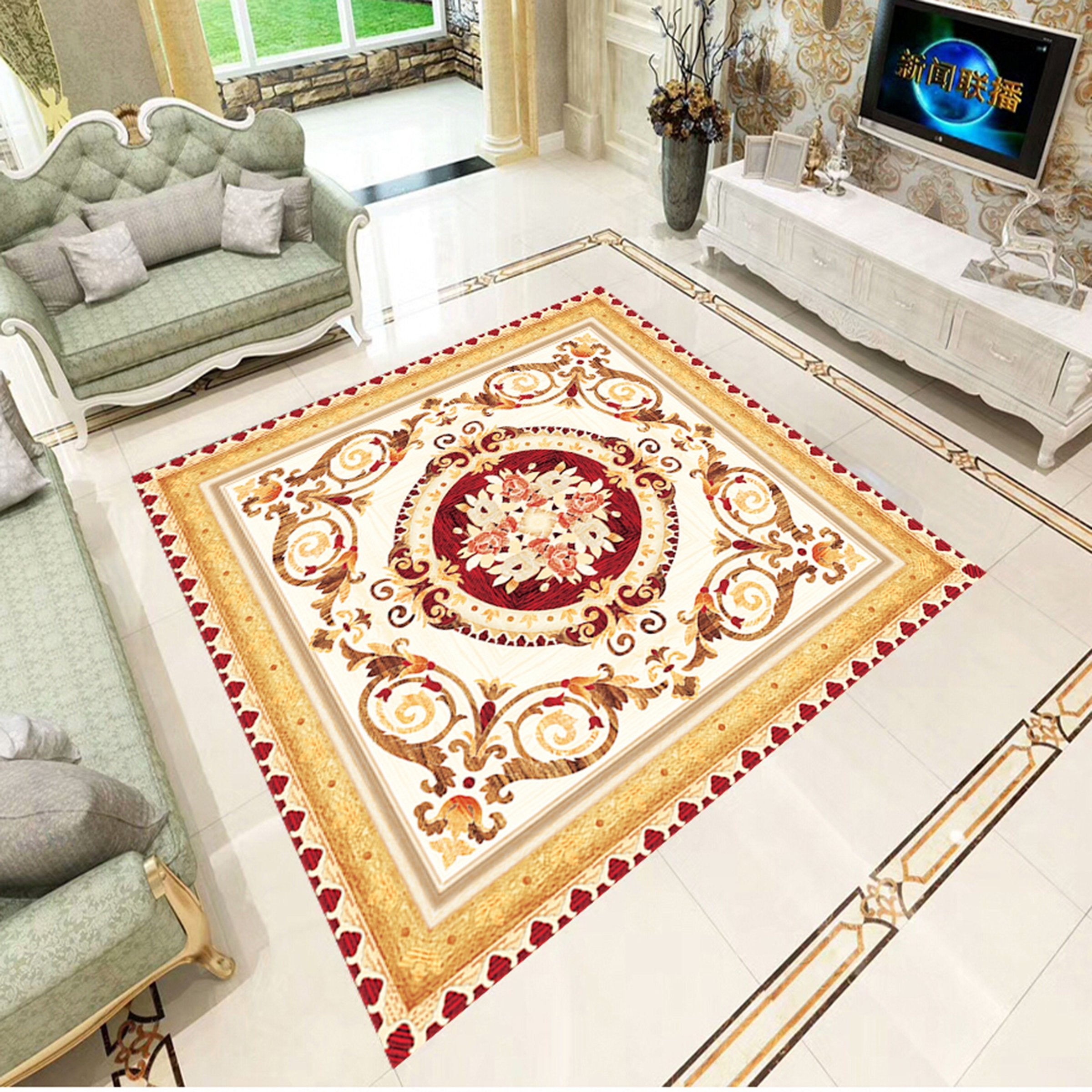3D Red Circle WG569 Floor Mural Wallpaper AJ Wallpaper 2