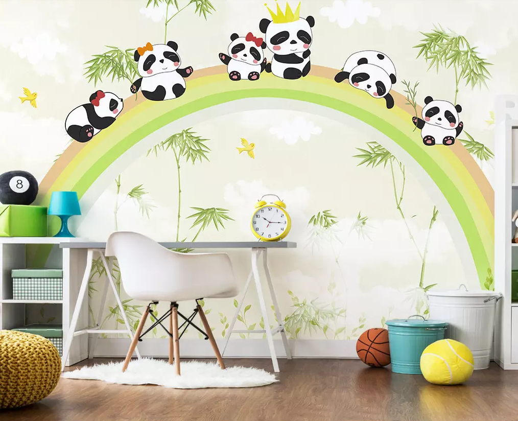 3D Rainbow Bamboo Panda 303 Wallpaper AJ Wallpaper 2