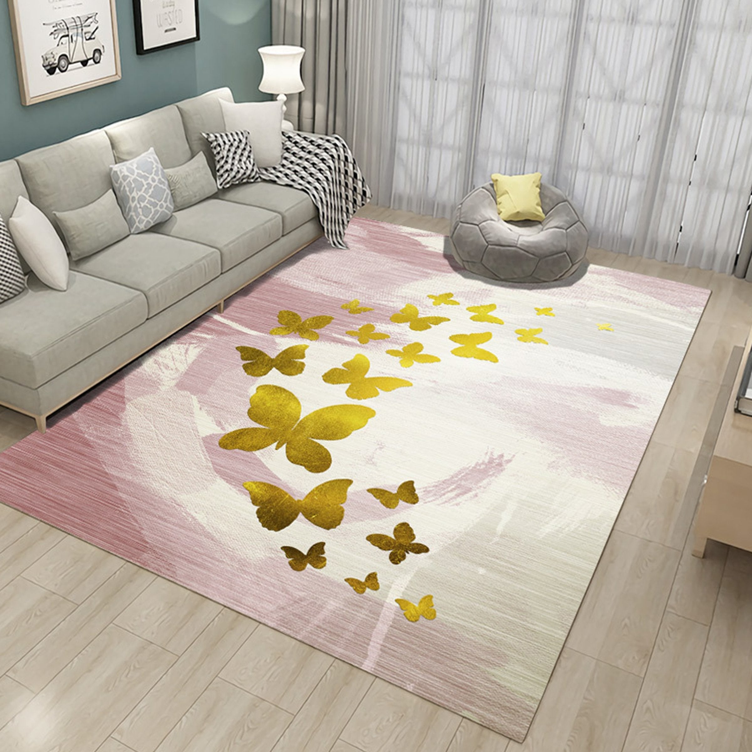 3D Golden Butterfly WG299 Non Slip Rug Mat Mat AJ Creativity Home