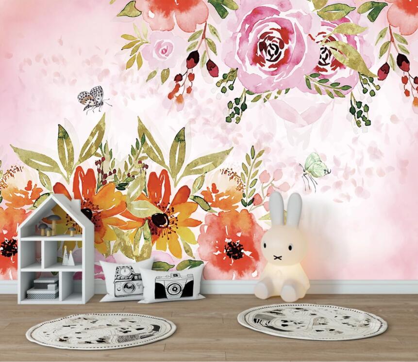 3D Orange Flower WC2159 Wall Murals
