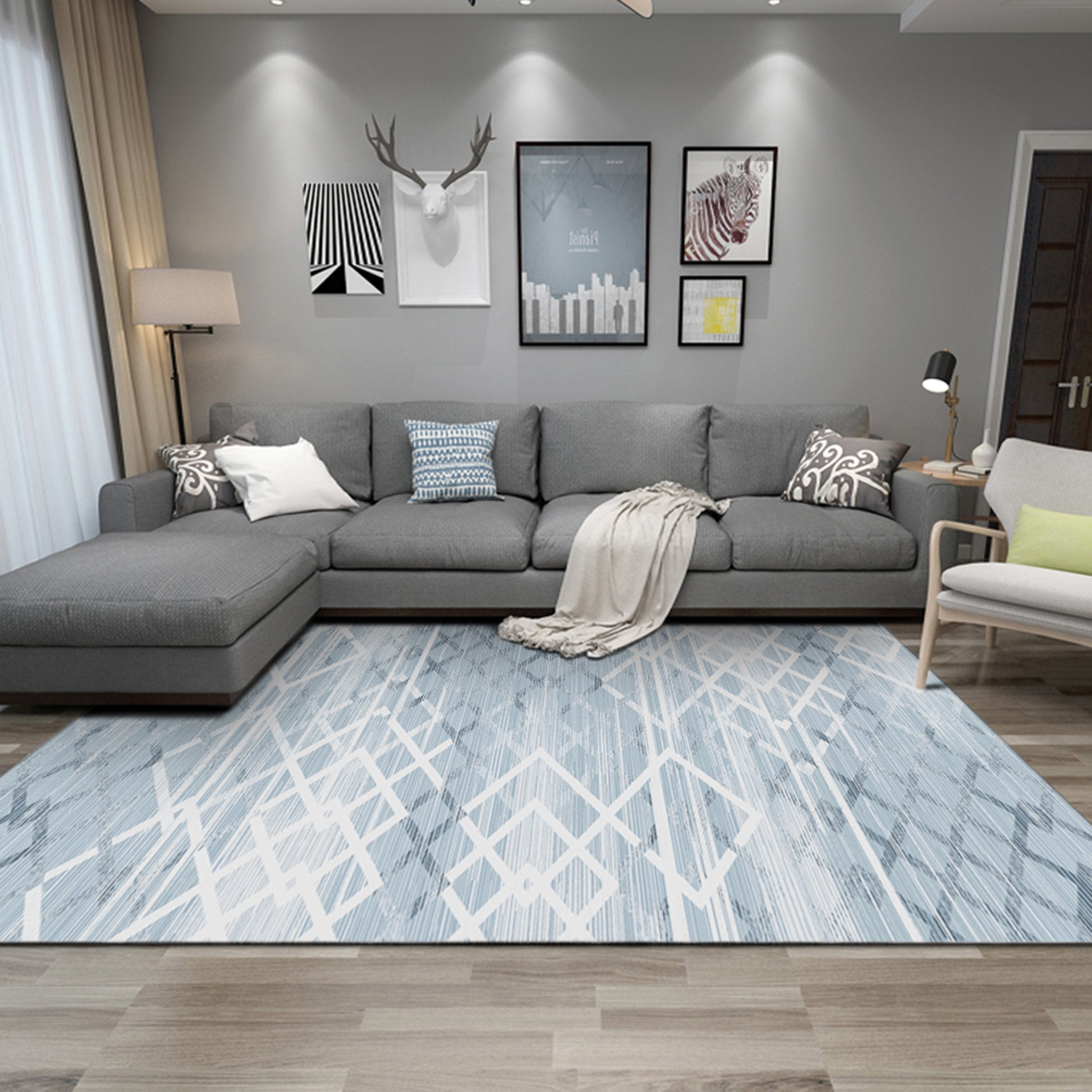 3D White Gray Stripes WG047 Non Slip Rug Mat Mat AJ Creativity Home