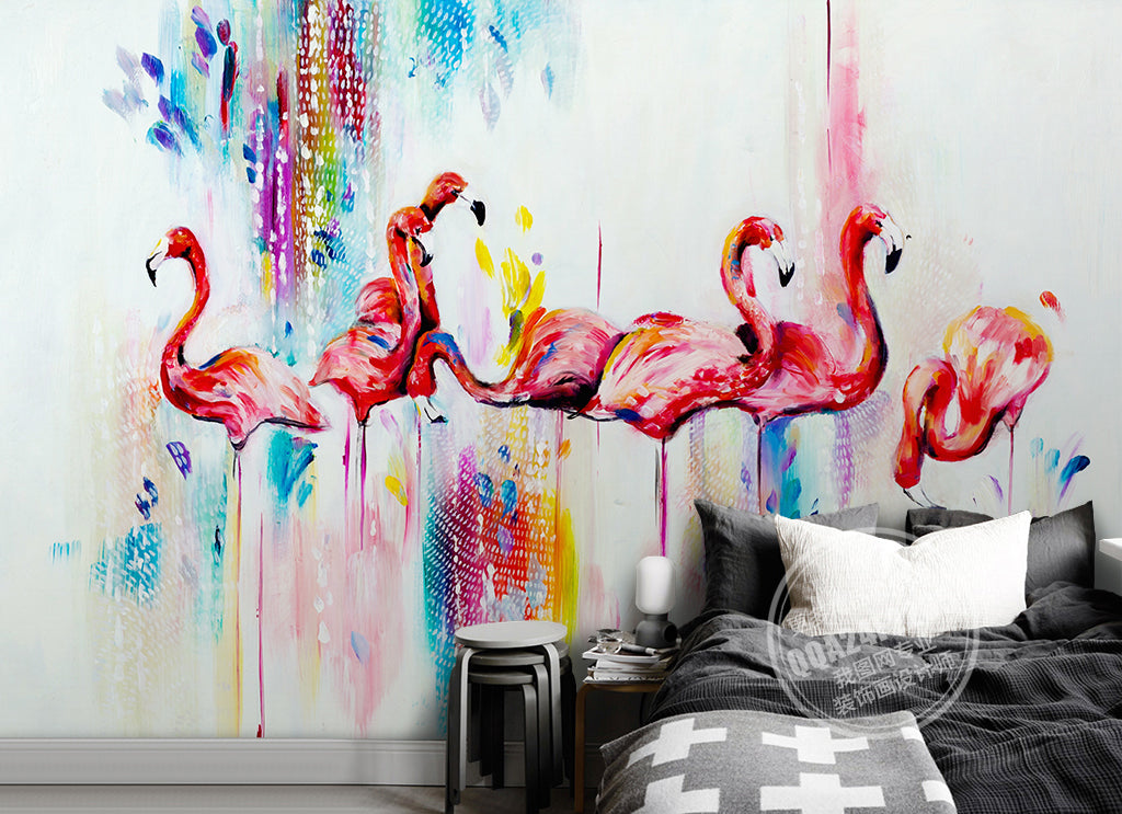 3D Flamingo Painting WG186 Wall Murals
