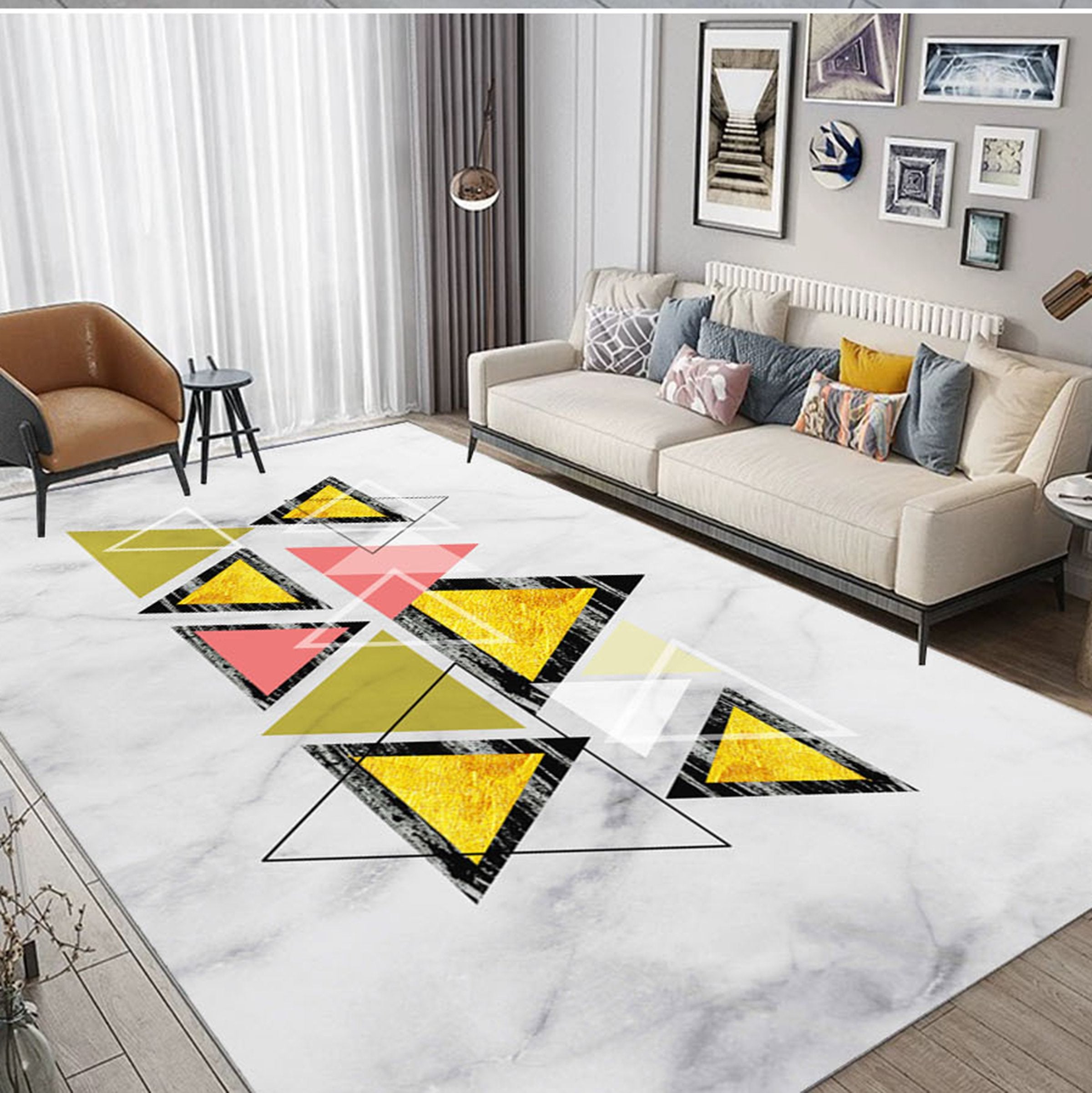 3D Colored Triangle WG498 Non Slip Rug Mat Mat AJ Creativity Home