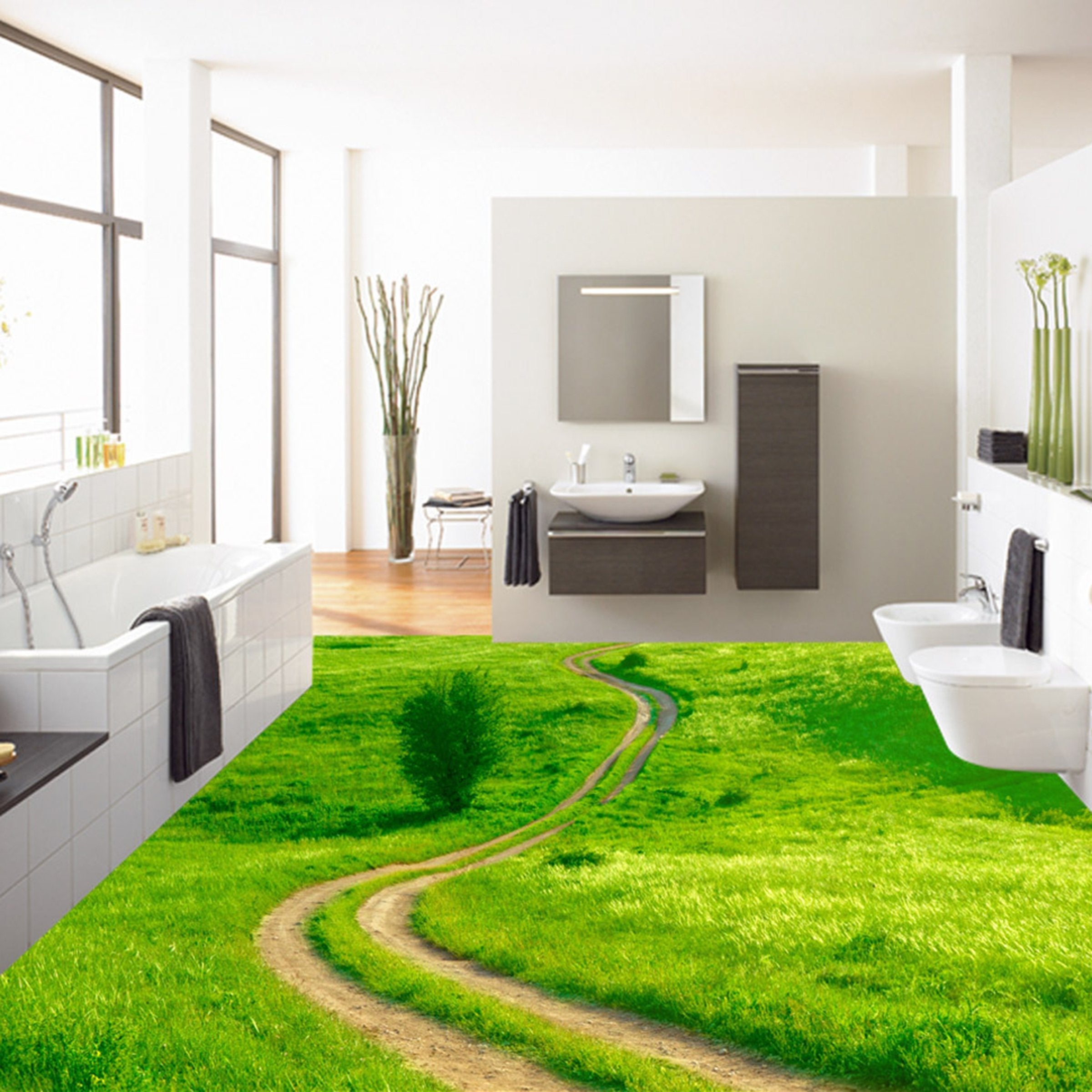 3D Grass Pathn WG370 Floor Mural Wallpaper AJ Wallpaper 2