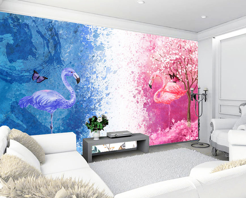 3D Flamingo Butterfly WG156 Wall Murals