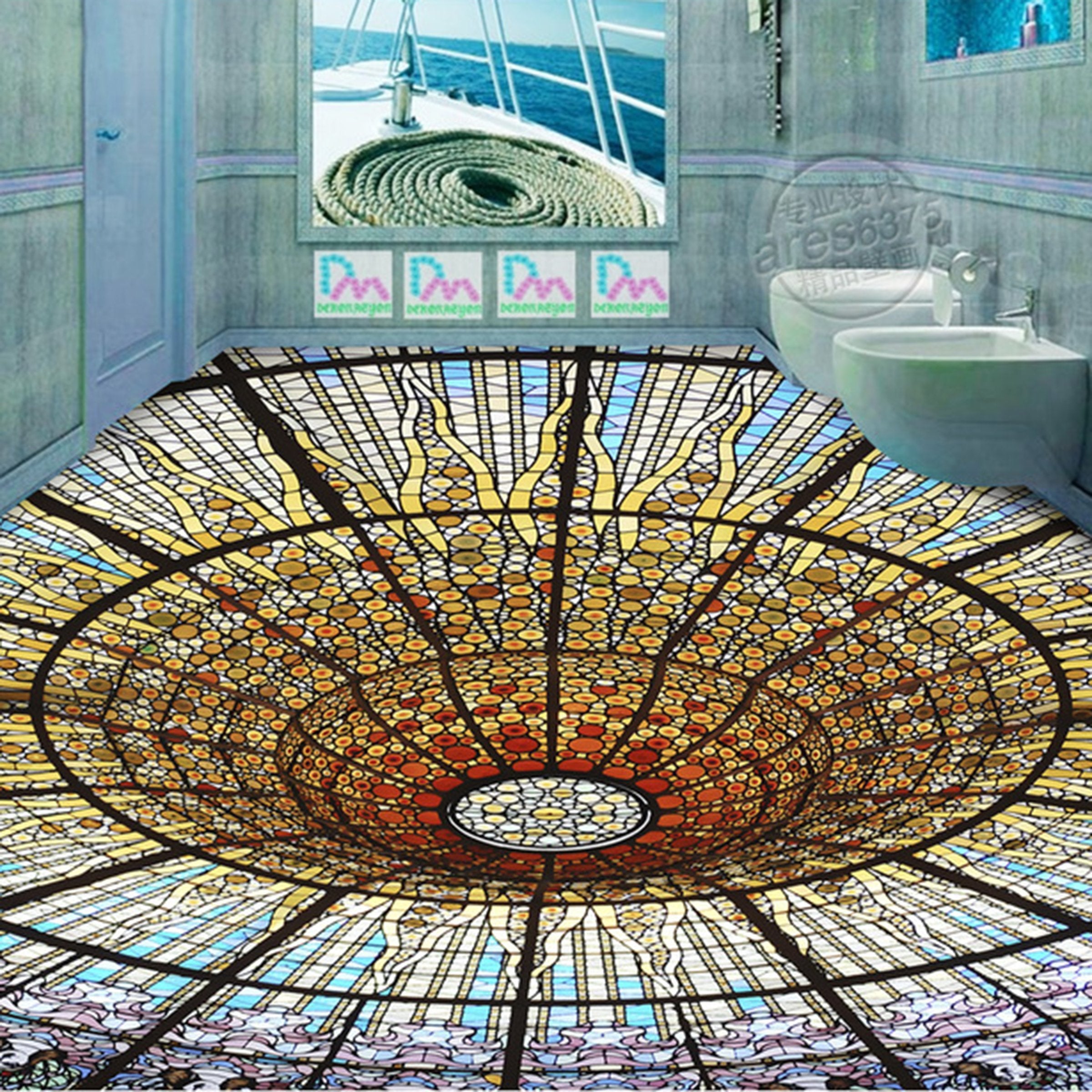 3D Black Round WG156 Floor Mural Wallpaper AJ Wallpaper 2