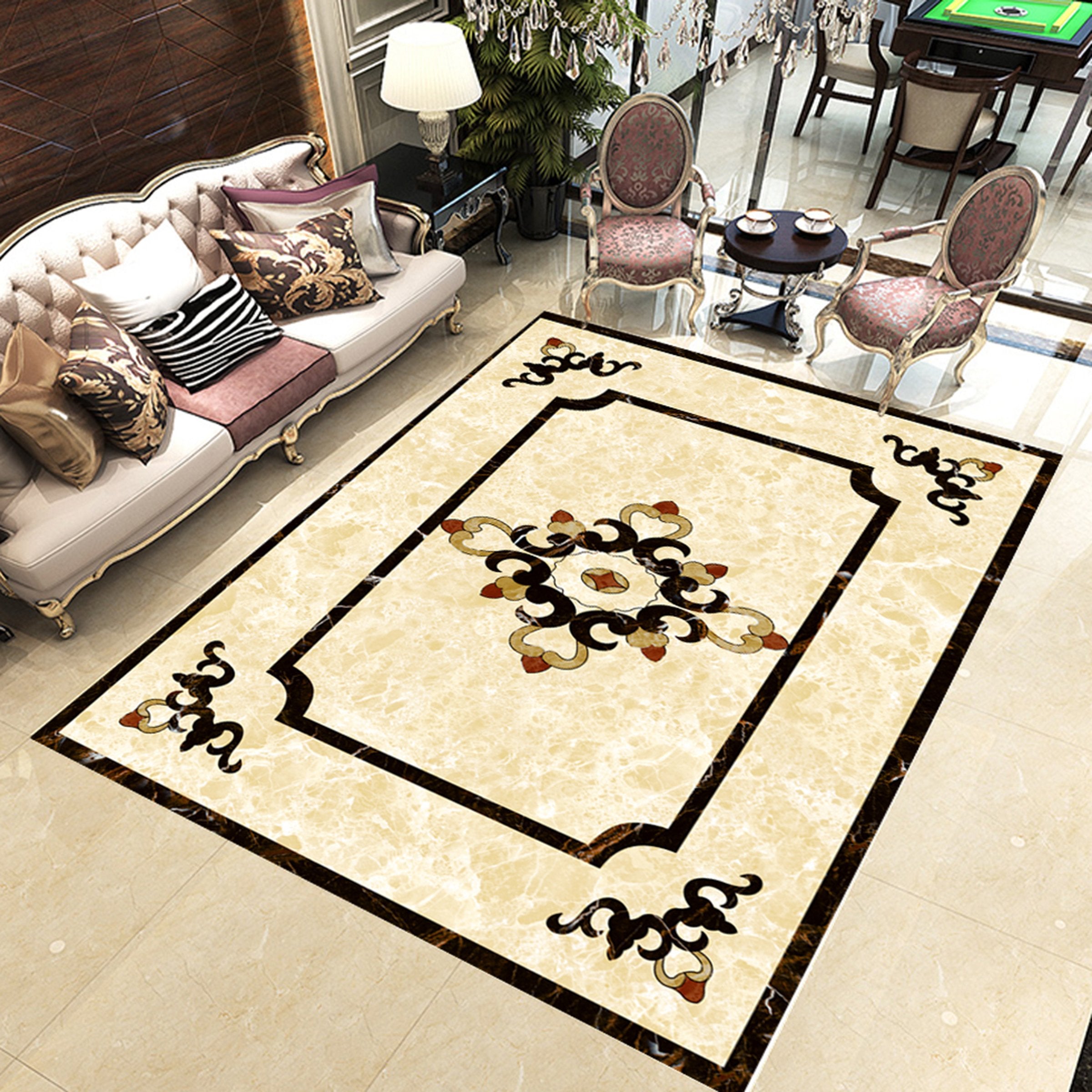 3D Black Marble Pattern WG520 Floor Mural Wallpaper AJ Wallpaper 2