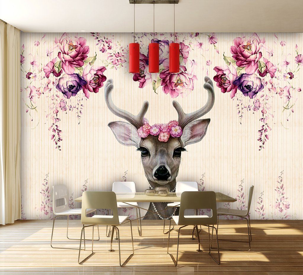 3D Elk Flower 191 Wall Murals Wallpaper AJ Wallpaper 2