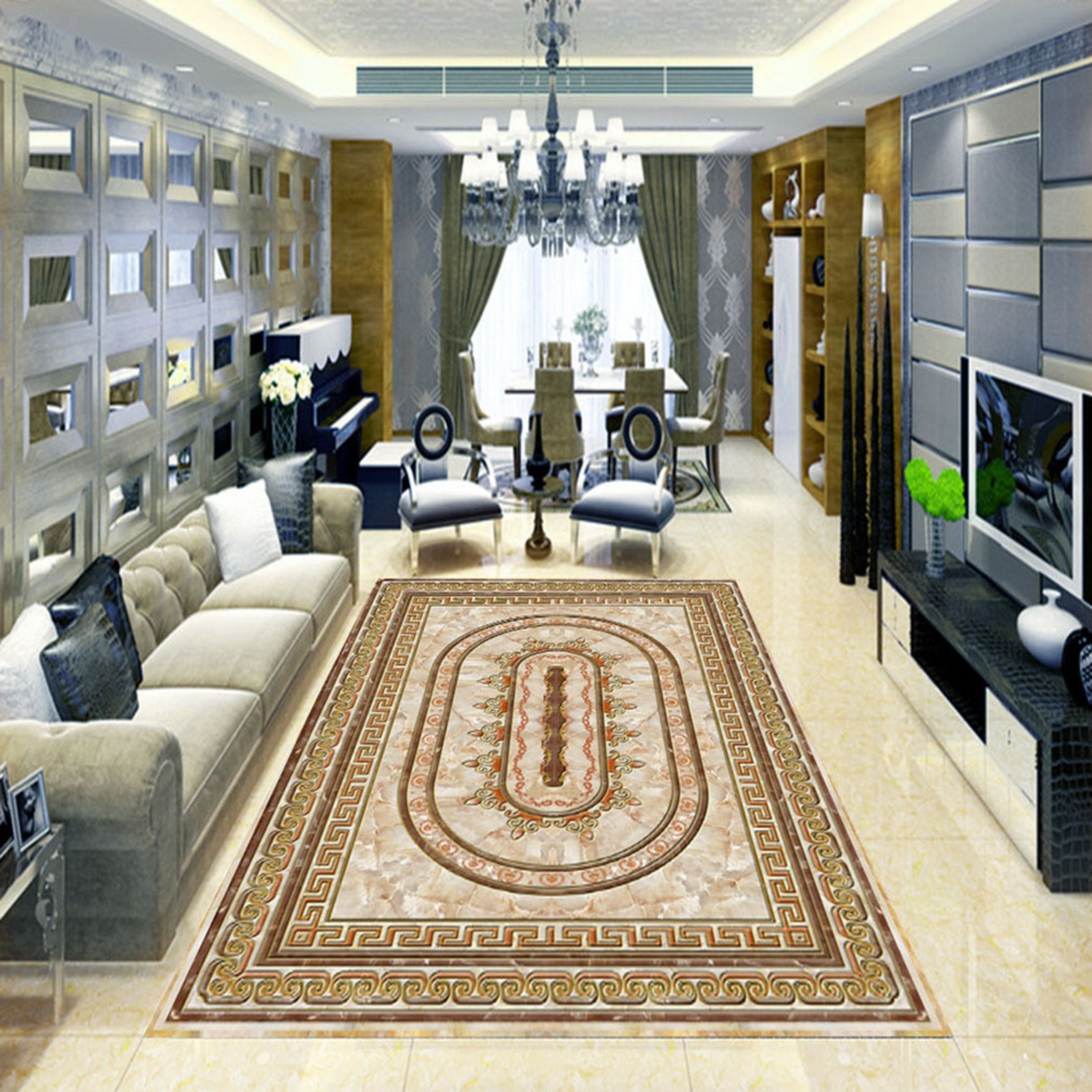 3D Rectangular Lace WG383 Floor Mural Wallpaper AJ Wallpaper 2