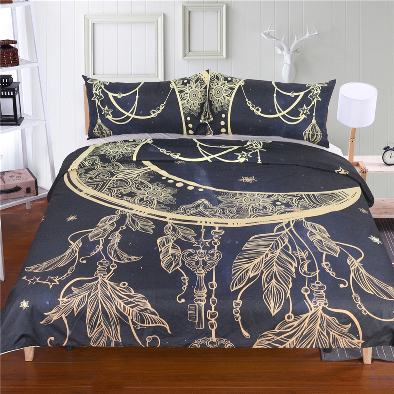 3D Feather Moon 200 Bed Pillowcases Quilt Wallpaper AJ Wallpaper