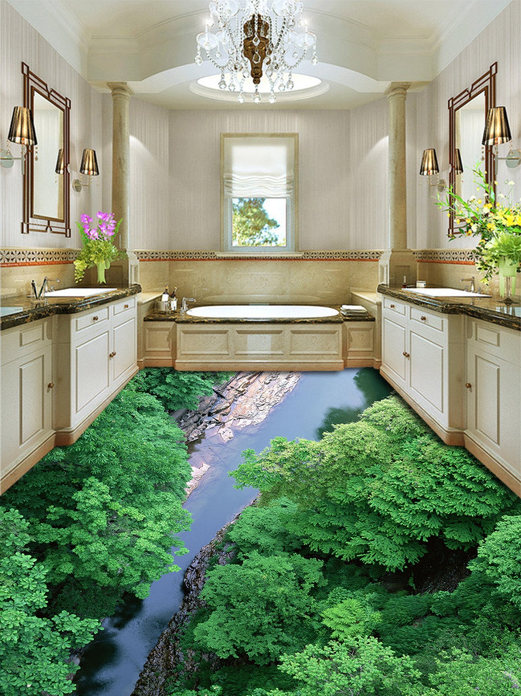3D Forest River WG039 Floor Mural Wallpaper AJ Wallpaper 2