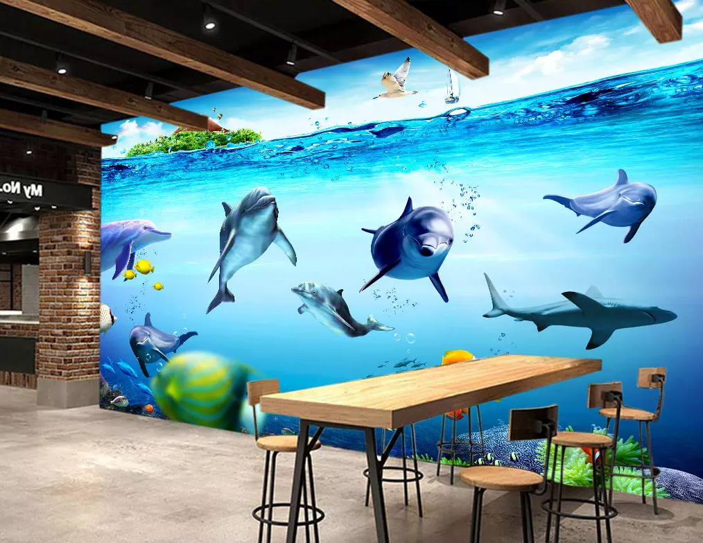 3D Dolphin Group Rainbow 41 Wallpaper AJ Wallpaper 2