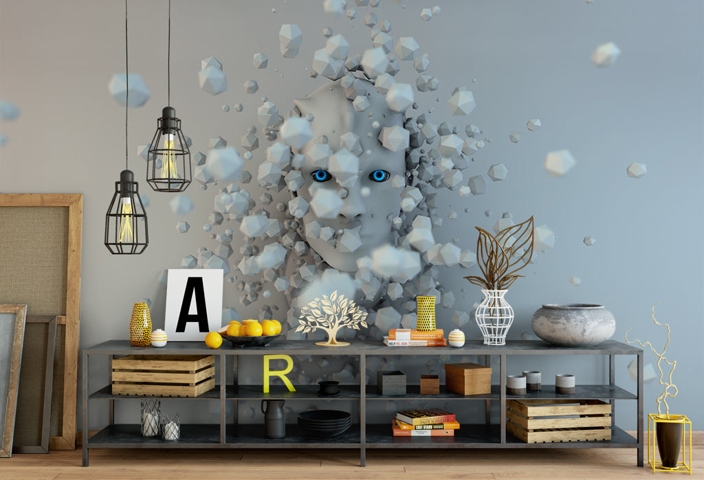 3D Robot Head WG472 Wall Murals