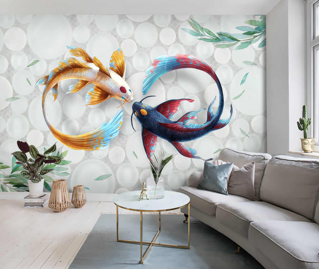 3D Kissing Fish WG137 Wall Murals