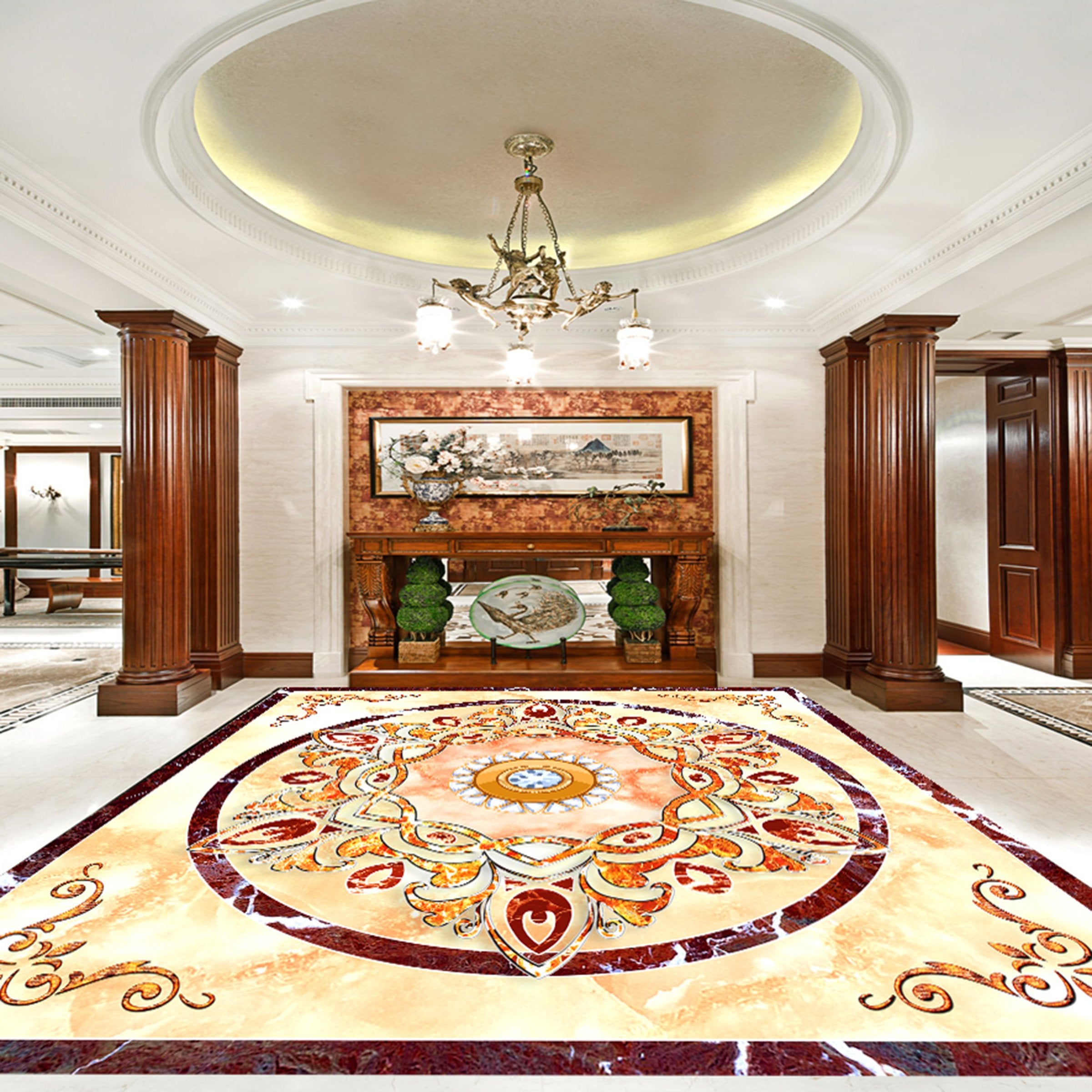 3D Yellow Round Pattern WG758 Floor Mural Wallpaper AJ Wallpaper 2