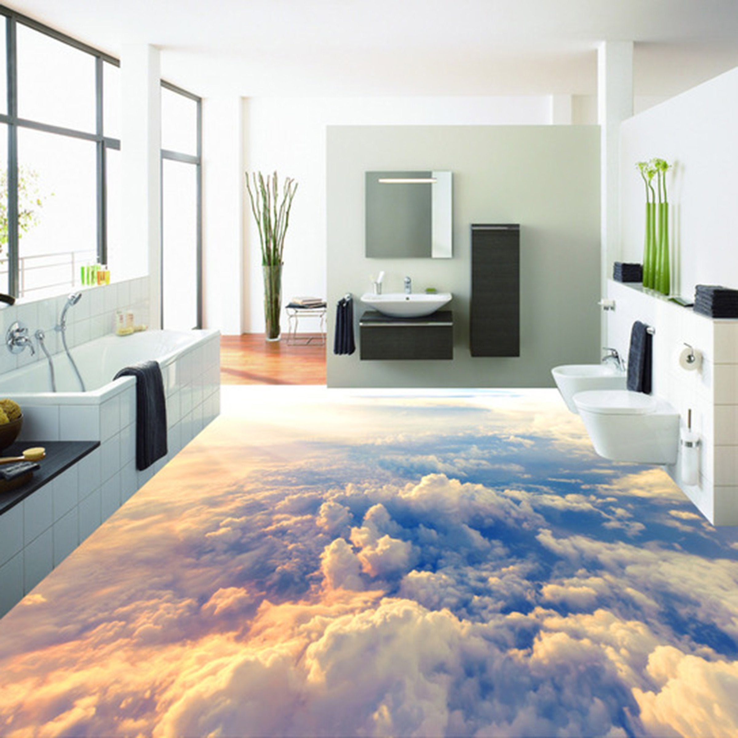 3D Sunlight White Clouds WG270 Floor Mural Wallpaper AJ Wallpaper 2