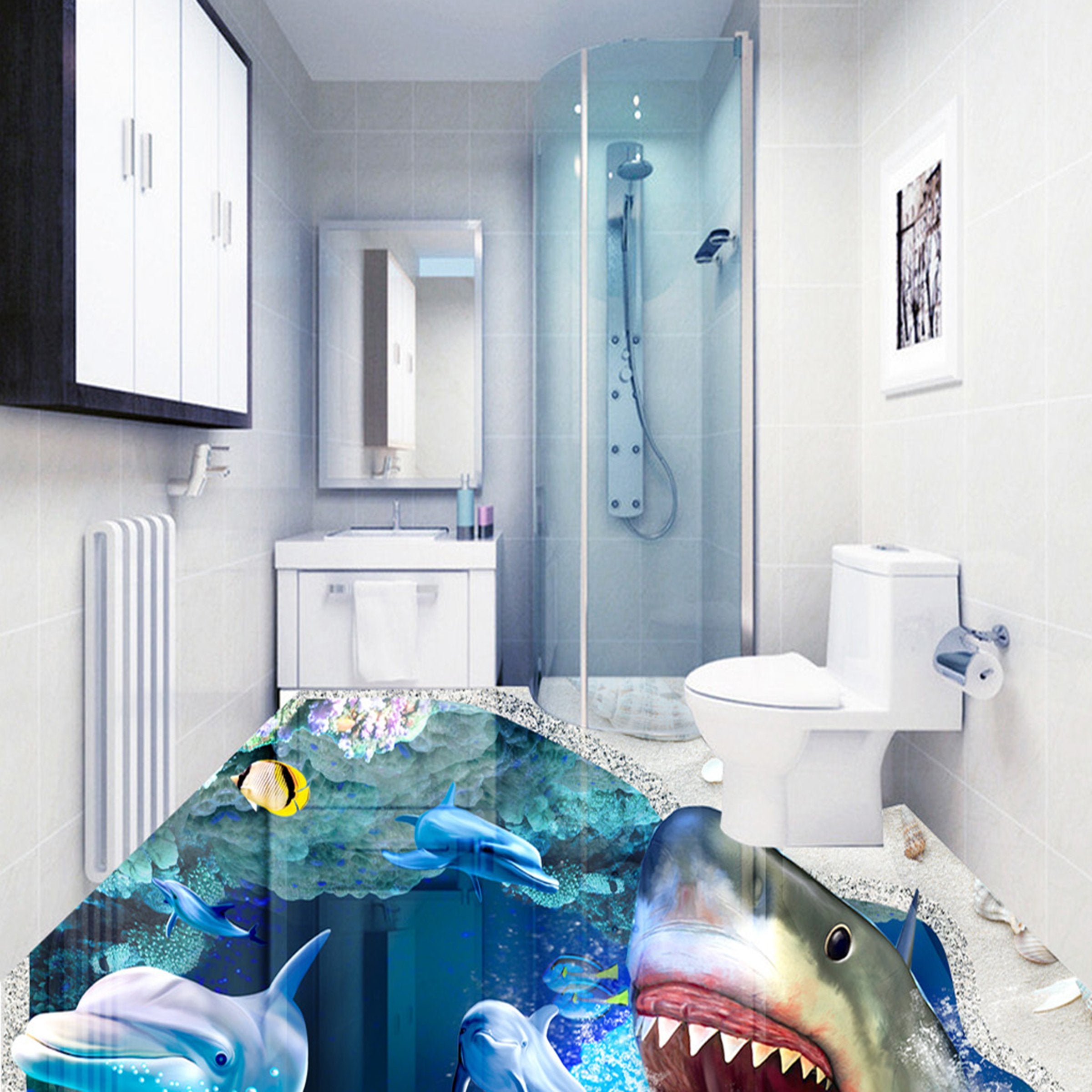 3D Shark Shell WG648 Floor Mural Wallpaper AJ Wallpaper 2