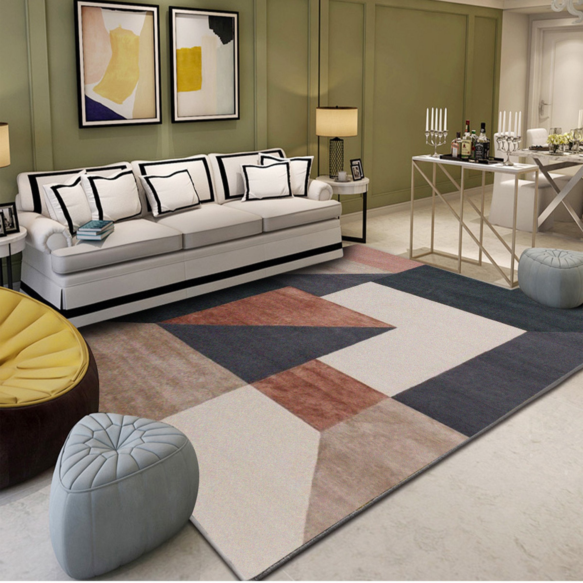 3D Color Geometry WG133 Non Slip Rug Mat Mat AJ Creativity Home