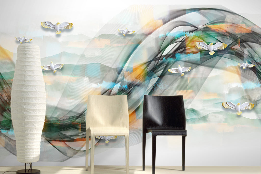 3D White Pigeon WG348 Wall Murals
