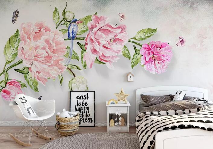 3D Pink Flowers 560 Wall Murals Wallpaper AJ Wallpaper 2